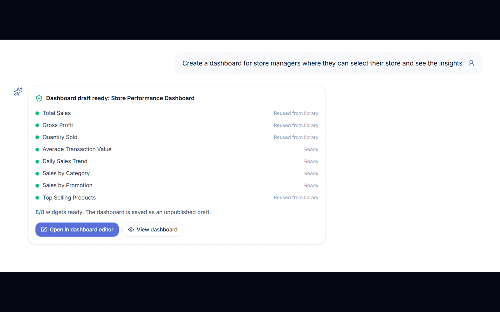 Review an AI dashboard draft